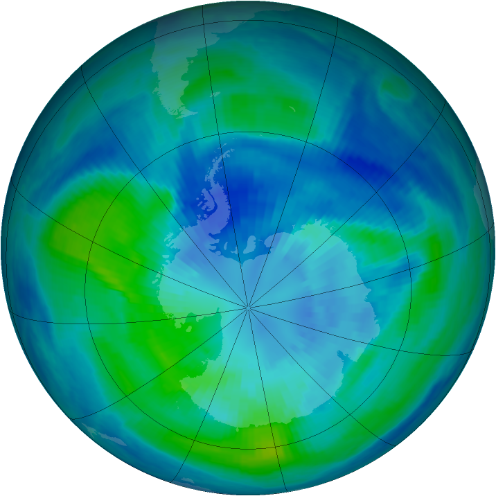 Antarctic ozone map for 30 March 2000
